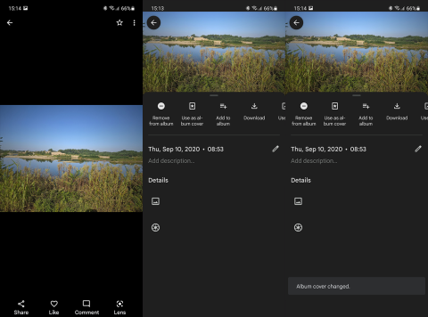 Az album borítójának megváltoztatása a Google Fotókban