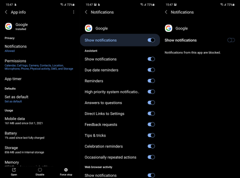 Google Assistantin ilmoitusten poistaminen käytöstä Androidissa