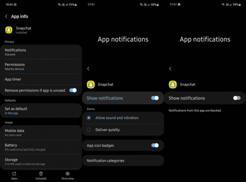 Kuinka poistaa Snapchat-ilmoitukset käytöstä Androidissa ja iPhonessa