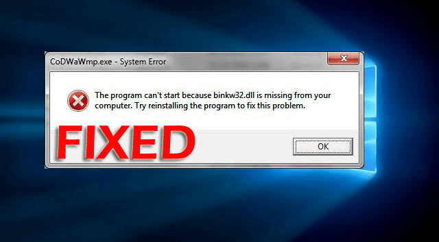 Hur man åtgärdar Binkw32.dll saknas fel i Windows 10/8/7