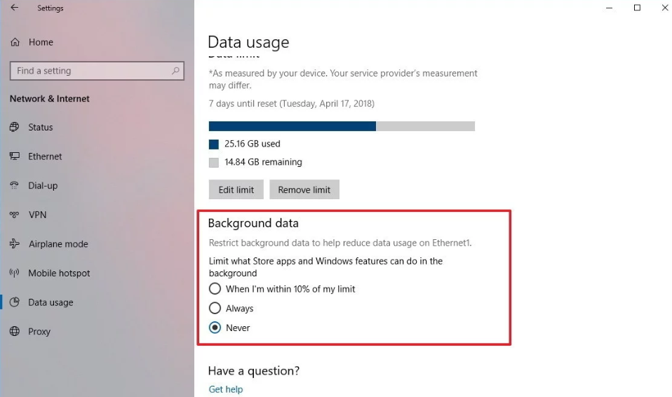 [Komplett guide] Hur man ställer in och återställer dataanvändningsgräns på Windows 10?