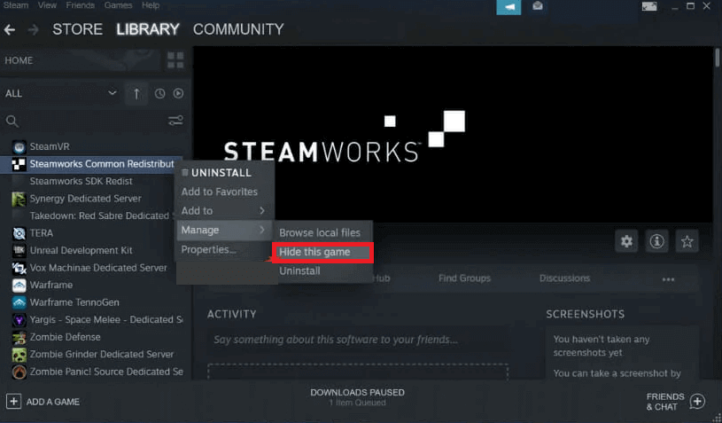 Steamworks Common Redistributables?  Як використовувати та приховувати це