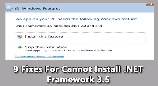 8 rettelser for kan ikke installere .NET Framework 3.5