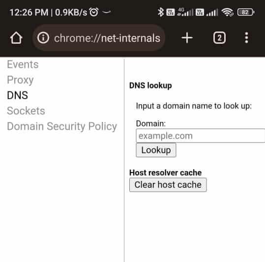 Chrome://net-internals/#dns Vymažte mezipaměť hostitele v prohlížeči Chrome