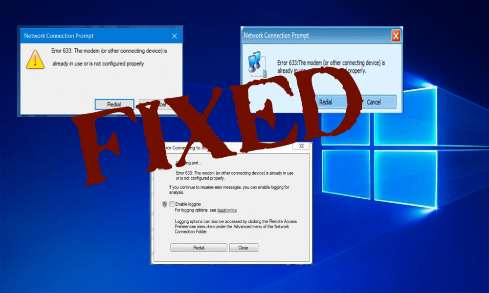 [Vyřešeno] Chyba modemu 633 po aktualizaci Windows 10 Creators Update