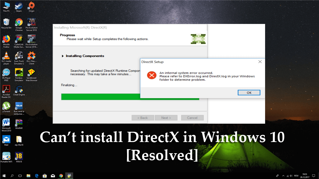 [Vyriešené] Nie je možné nainštalovať DirectX v systéme Windows 10