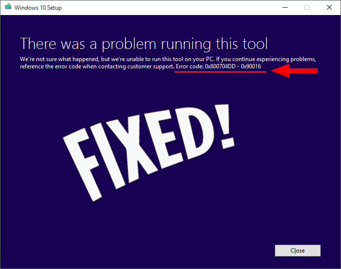 Hvordan fikse installer Windows 10-feil 0x800704DD-0x90016?