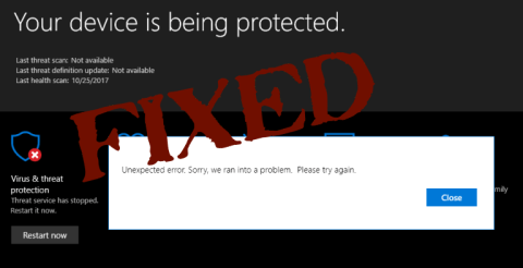 [LÖST] Windows 10 Defender Unexpected Error & Microsoft Defender Threat Service har stoppat fel