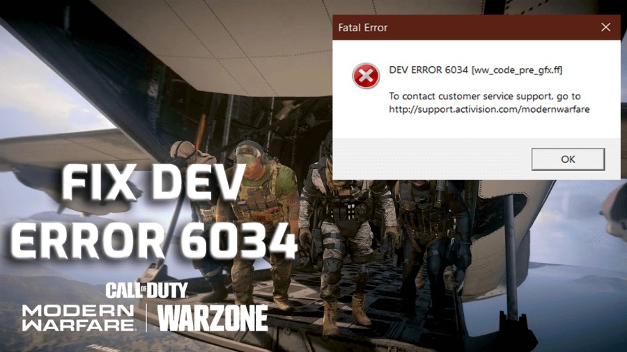 Hogyan javítható ki a 6034-es COD Dev Error Xbox One/PC/PS4/PS5?