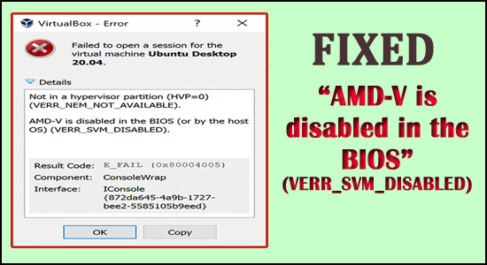 FIKSET: "AMD-V er deaktivert i BIOS" (VERR_SVM_DISABLED)