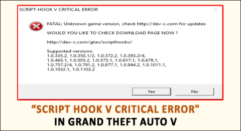 [ВИРІШЕНО]«Критична помилка Script Hook V» у Grand Theft Auto V