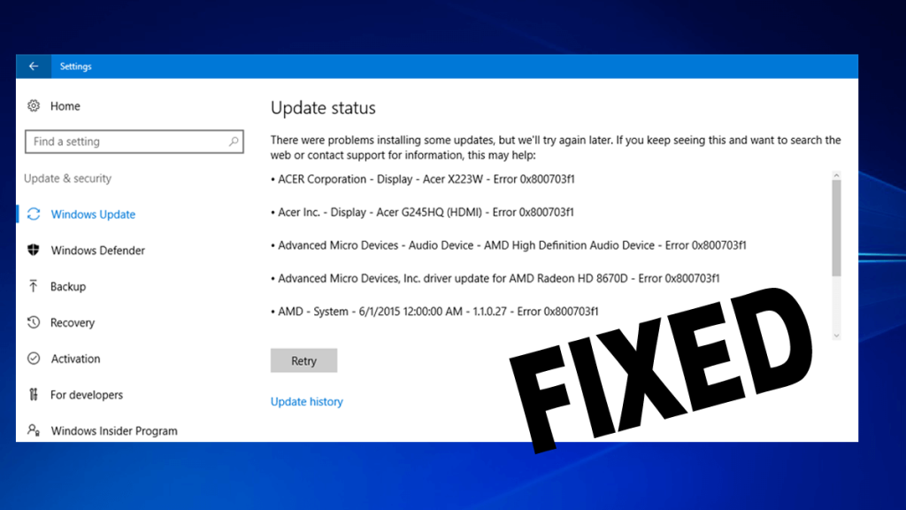 Åtgärda Windows 10 Update Error 0x800703F1 [ENKLA LÖSNINGAR]