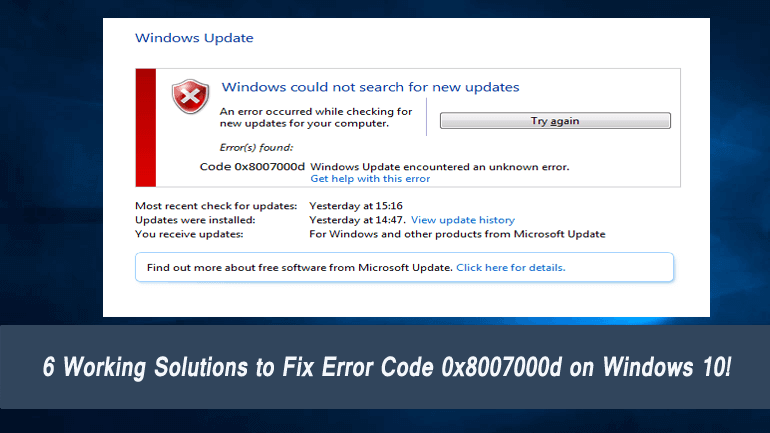 6 fungerande lösningar för att fixa fel 0x8007000d i Windows 10!