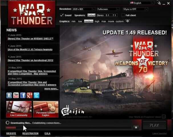 FIXAT: War Thunder-videodrivrutinen hängde och startades om. Fel