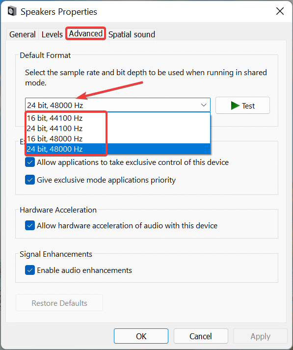 Oprava „praskania zvuku/zvuku“ v systéme Windows 11 [NÁVOD KROK ZA KROKOM]