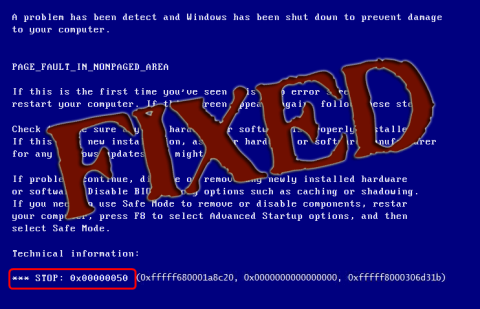 Fiks Blue Screen Error Code 0x00000050 Windows 8