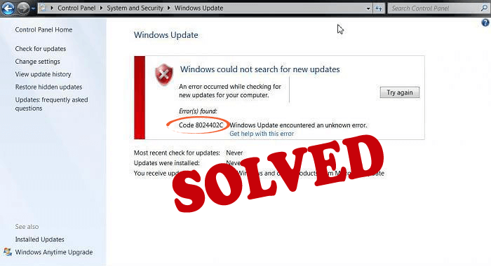 6 ефективних способів виправити помилку Windows Update 8024402C