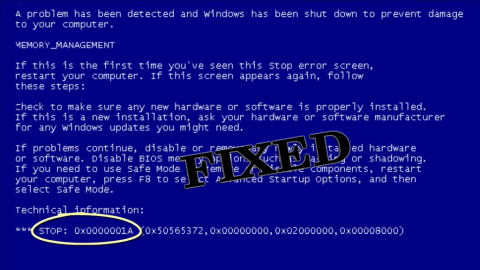 [11 Fixar] BSOD Memory Management Error 0x0000001a