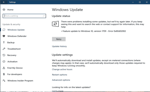 Topp 5 løsninger for å fikse Windows Update Error 0x80d02002 i Windows 10