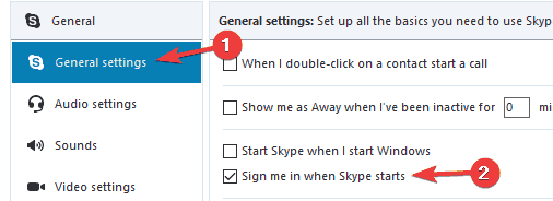 FIX: Skype Auto Login Fungerar inte problem på Windows 10