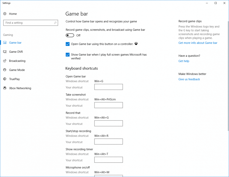 Hvordan deaktivere Game DVR og Game Bar i Windows 10?