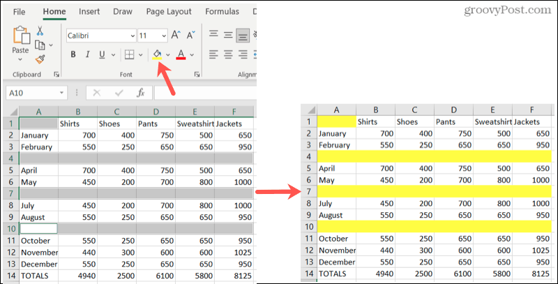 Hvordan finne og slette tomme rader i Microsoft Excel