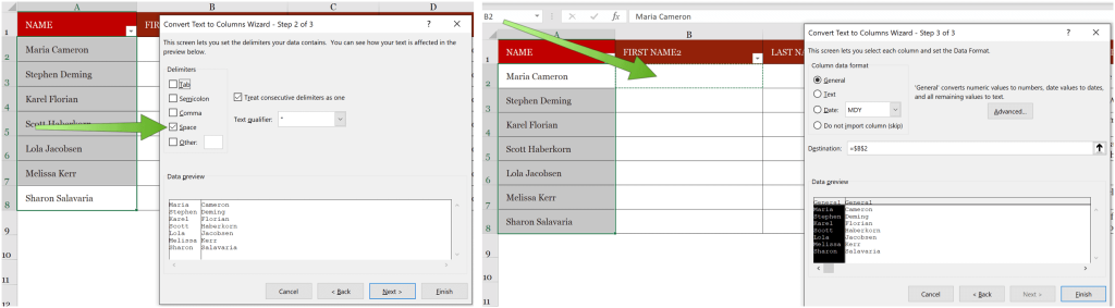 Slik deler du Microsoft Excel-data i flere kolonner