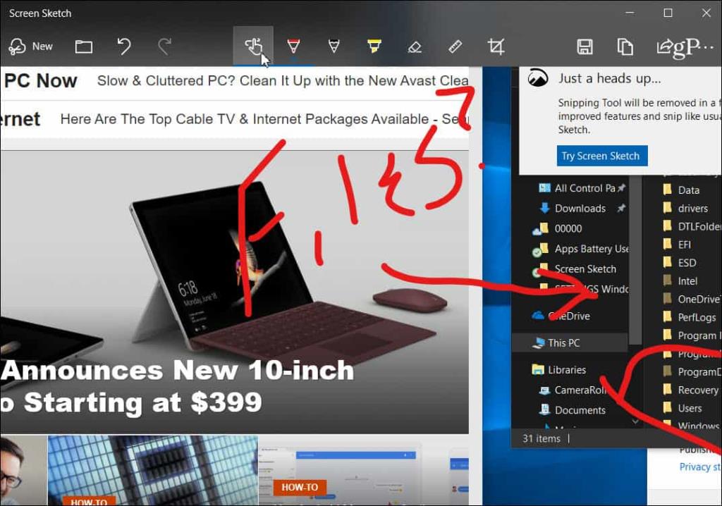 Képernyőképek megörökítése és megjegyzések készítése az Új Snip & Sketch Tool segítségével a Windows 10 rendszeren
