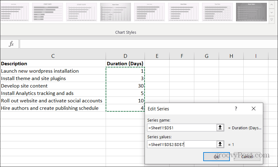 Hvordan lage et Gantt-diagram i Excel