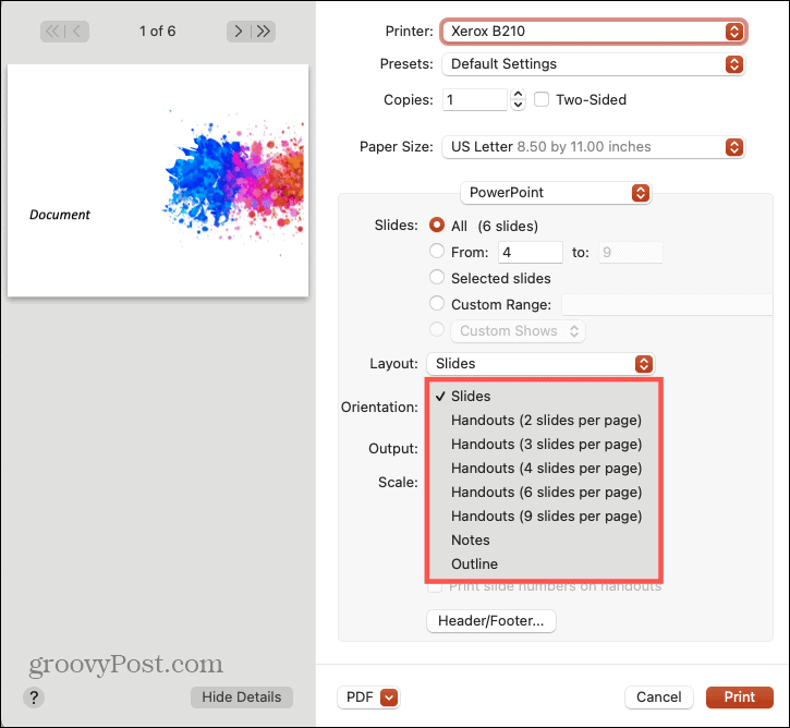 Hvordan skrive ut en PowerPoint-lysbildefremvisning med og uten notater