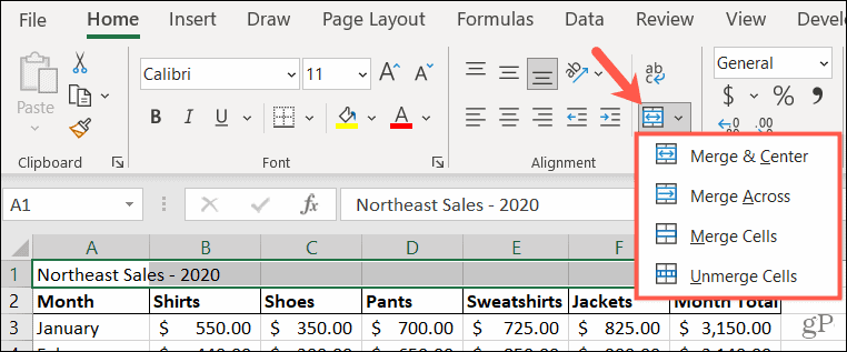 Як об’єднати та роз’єднати клітинки в Microsoft Excel