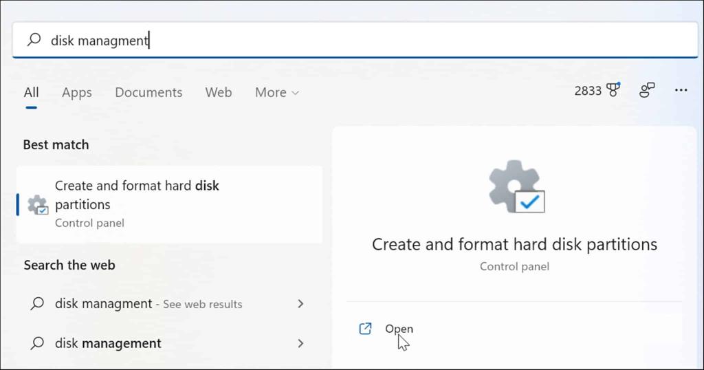 6 módszer a Lemezkezelés megnyitására Windows 11 rendszeren