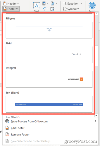 Egyéni fejlécek és láblécek beszúrása a Microsoft Wordbe