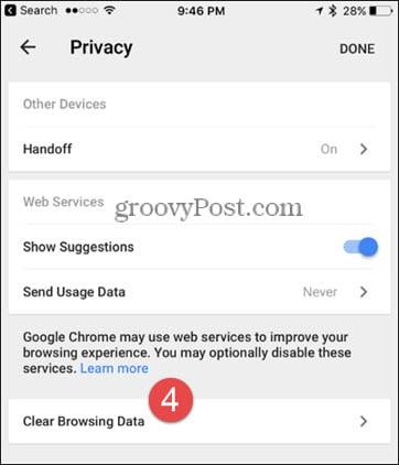 Як очистити кеш, історію та файли cookie браузера Google Chrome на iOS