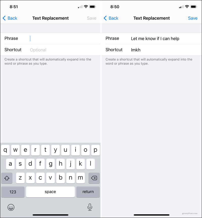 Ušetrite čas pri písaní pomocou náhrad textu na iPhone