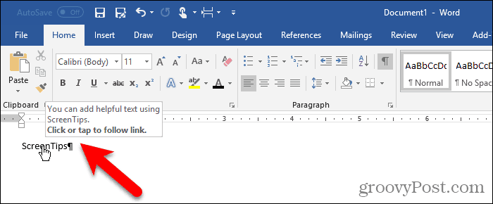 Hur man arbetar med skärmtips i Microsoft Word