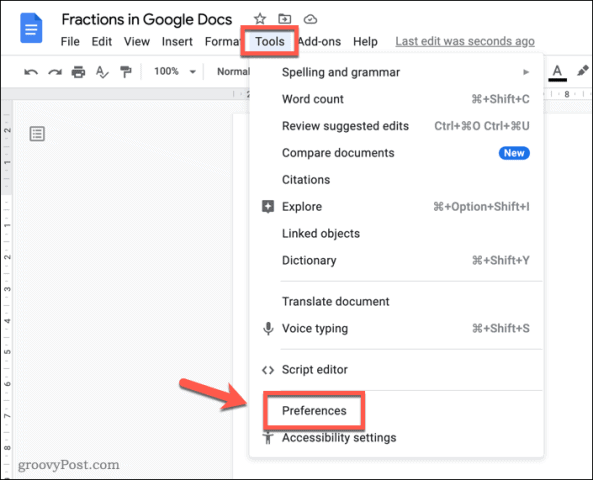 Як писати дроби в Google Docs