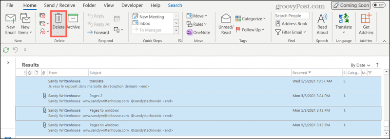 Hogyan kereshet és törölhet e-maileket dátum szerint a Microsoft Outlook programban