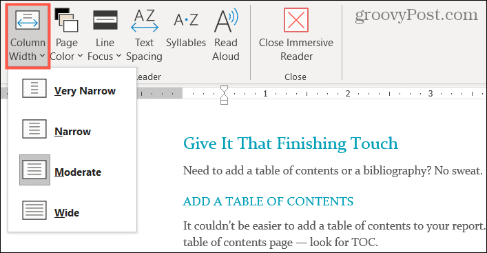 Hur man aktiverar och anpassar Immersive Reader i Microsoft Word