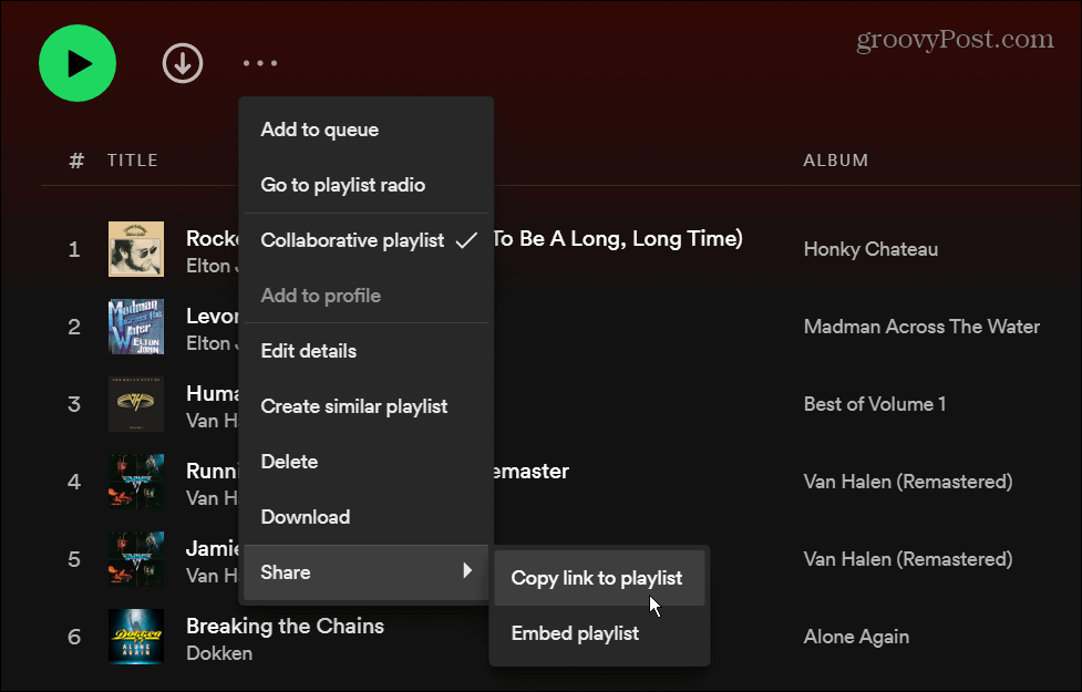 Hogyan készítsünk közös lejátszási listát a Spotify-on