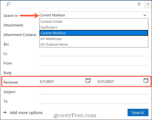 Як знайти та видалити електронні листи за датою в Microsoft Outlook