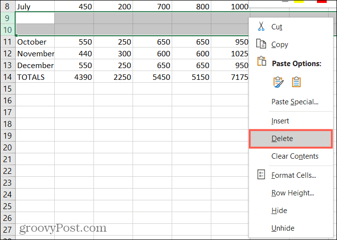 Üres sorok keresése és törlése a Microsoft Excel programban