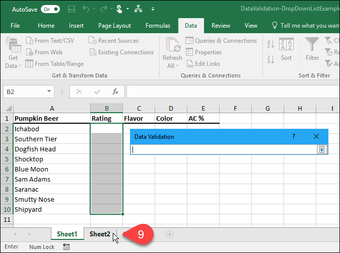 Hur man skapar rullgardinslistor med hjälp av datavalidering i Microsoft Excel