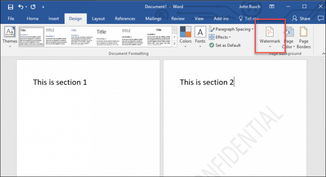 Hvordan legge til et vannmerke til dokumenter i Microsoft Word