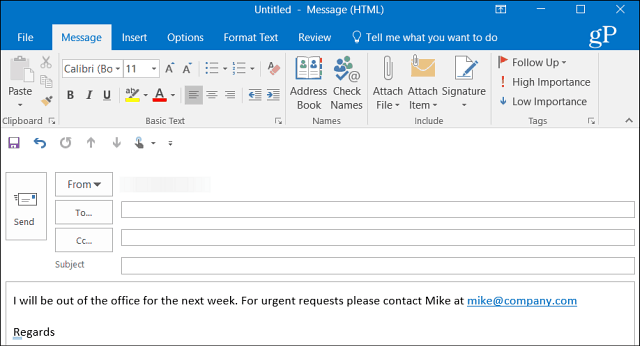 Lag automatiske svar i Outlook.com og Windows 10 Mail App