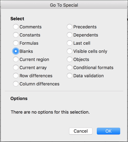 Az üres cellák törlése a Microsoft Excel programban