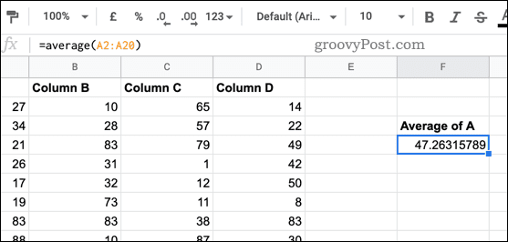 Hur man beräknar medelvärden i Google Sheets