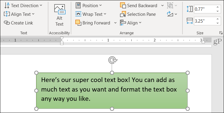 Hur man infogar och formaterar en textruta i Microsoft Word