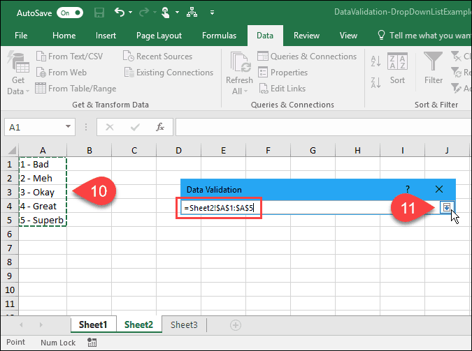 Hvordan lage rullegardinlister ved hjelp av datavalidering i Microsoft Excel