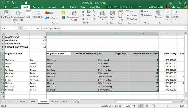 Hur man skapar en pivottabell i Microsft Excel